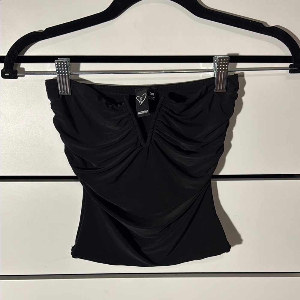 Windsor Black Ruched Fitted Bodysuit